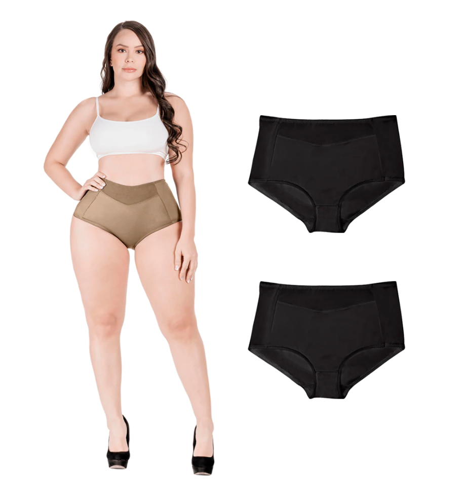 Sonryse SP645NC | 2-Pack Fajas Colombianas Tummy Control High Waist Seamless Shapewear Panties