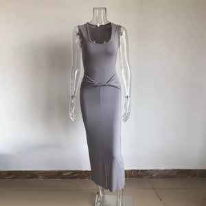 Grey twisted long dress