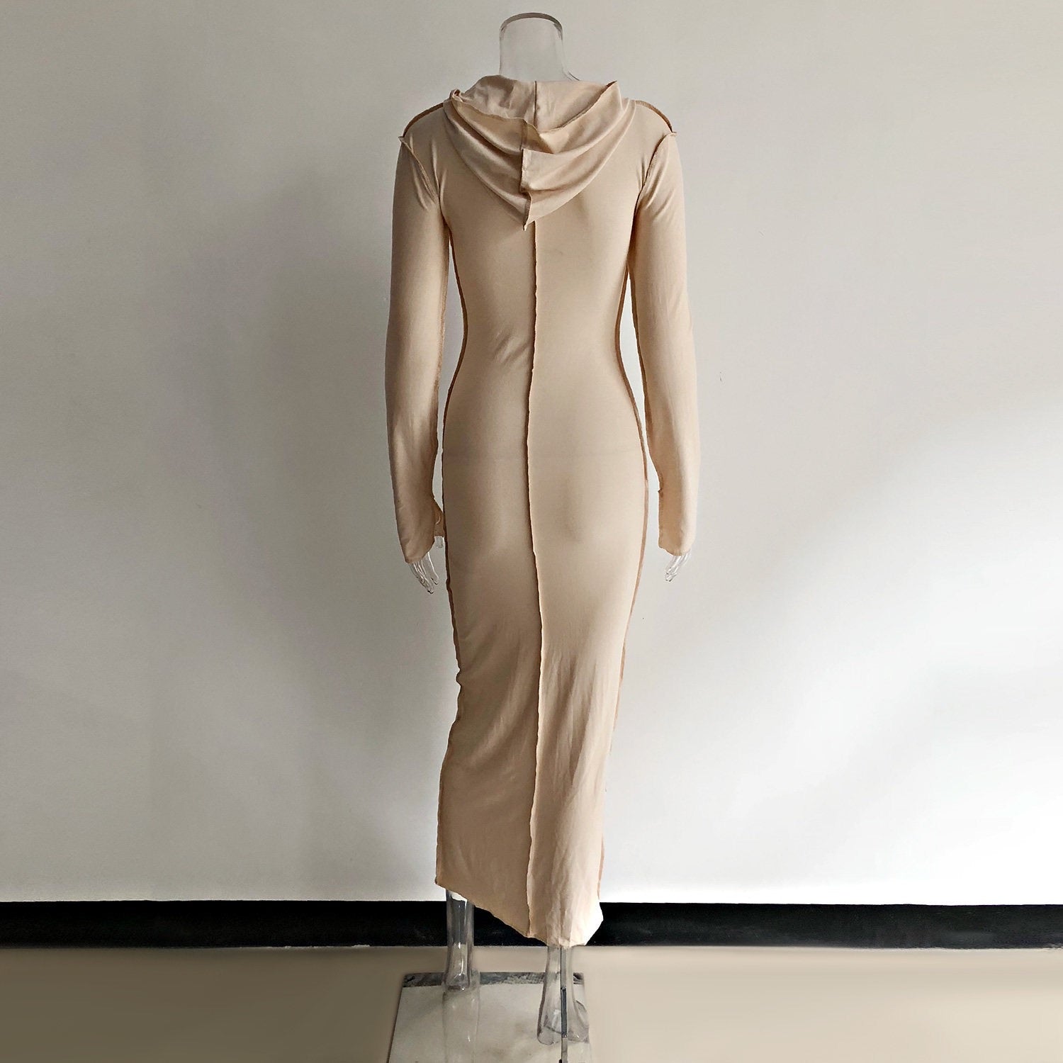 Stretchy hooded lined dress